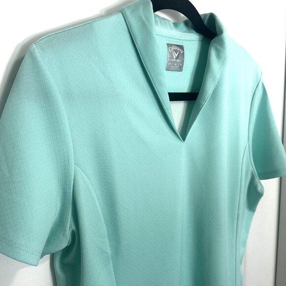 Callaway Women’s Opti-Dry Golf Polo Shirt Sz Med Aqua Blue Quick Dry MSRP $117 - Picture 1 of 12